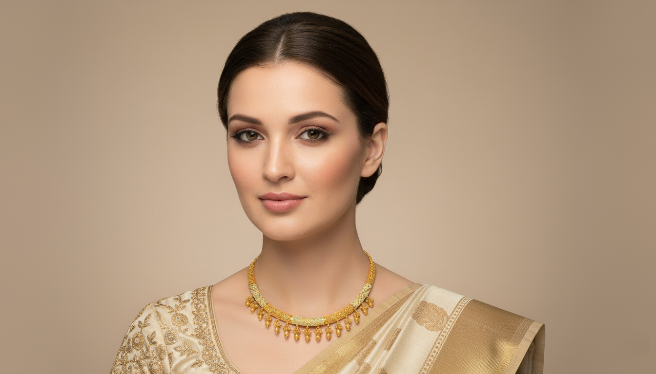 Studio shot of a gold necklace with soft shadows